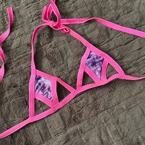 iHeartRaves Pink and Purple Bikini Top